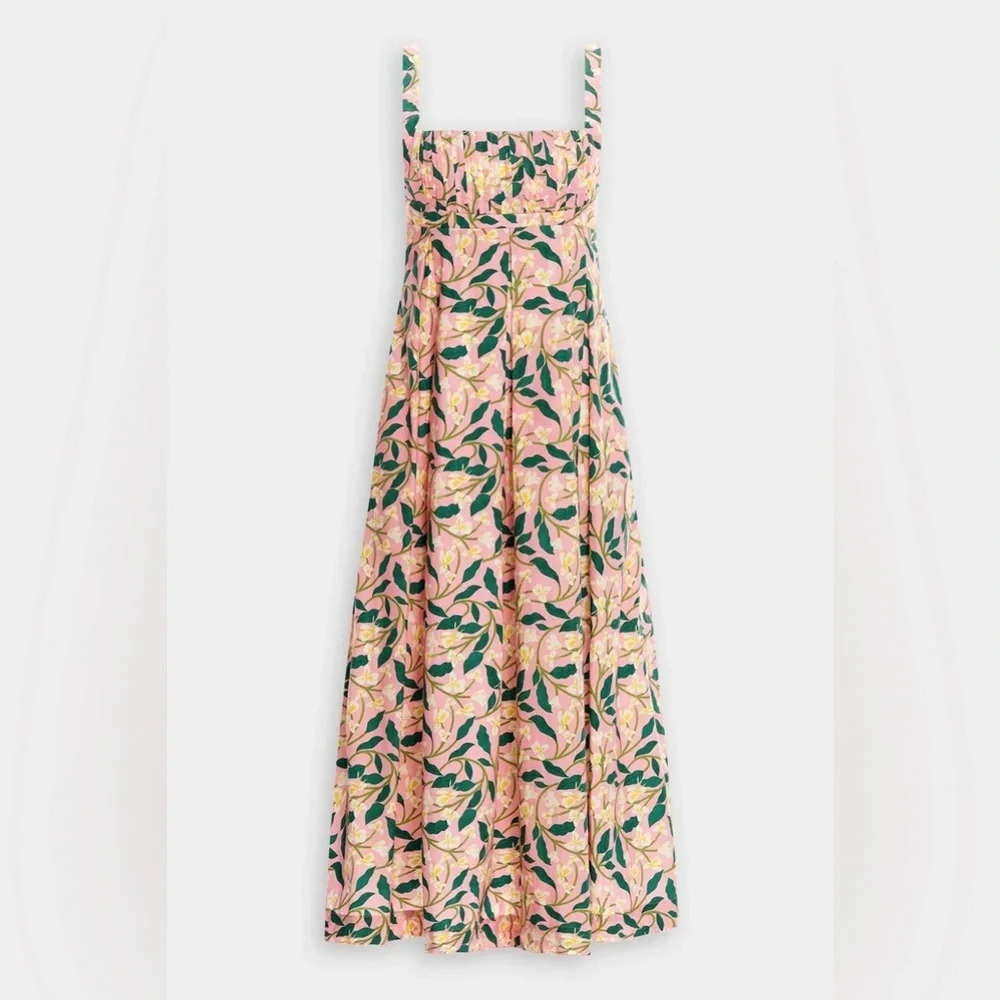 AGUA BY AGUA BENDITA Pink Hortencia Dos Gardenias Rosa Midi Dress Sleeveless - Picture 3 of 10